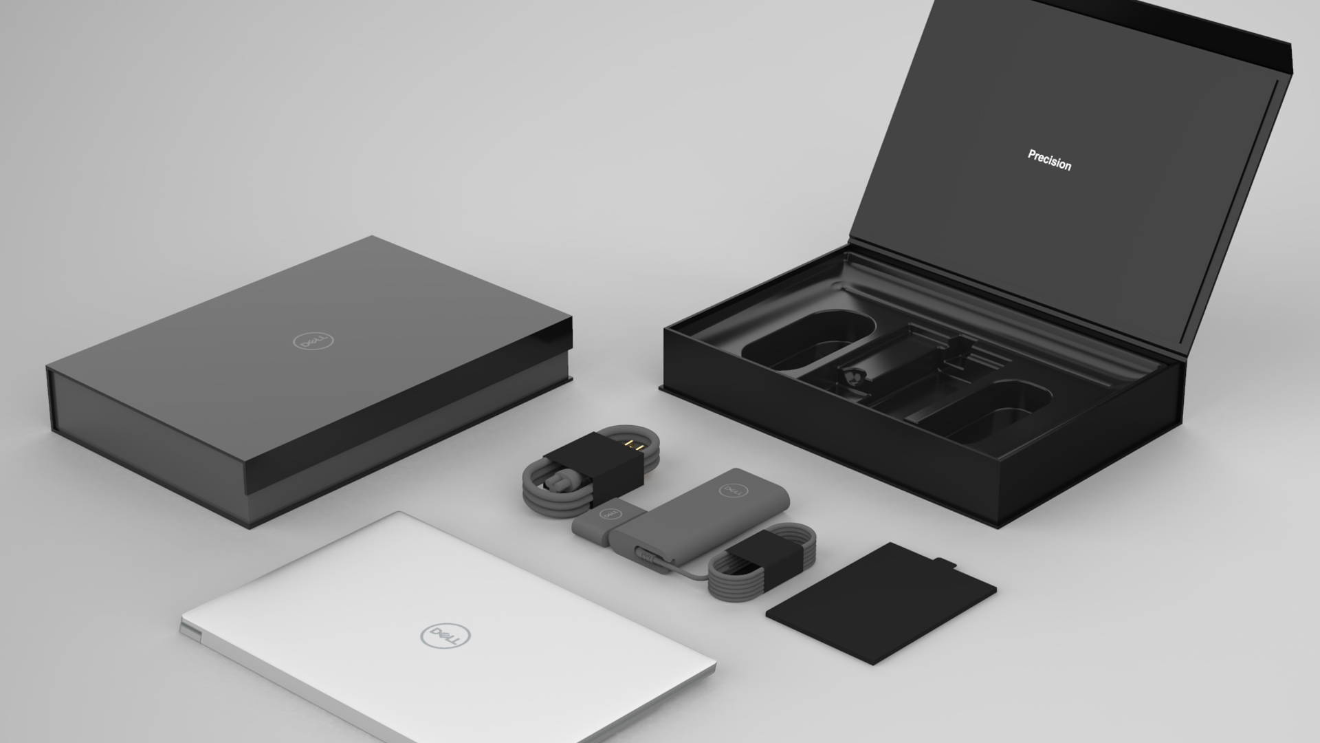 Custom elegant black electronics packaging with white logo